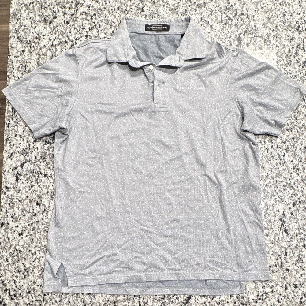 Carnoustie Pelican Hill Golf Club Mercerized Cotton Polo Shirt Gray Geometric L